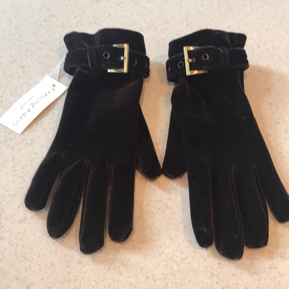 Velvet w/Gold Buckle Gloves